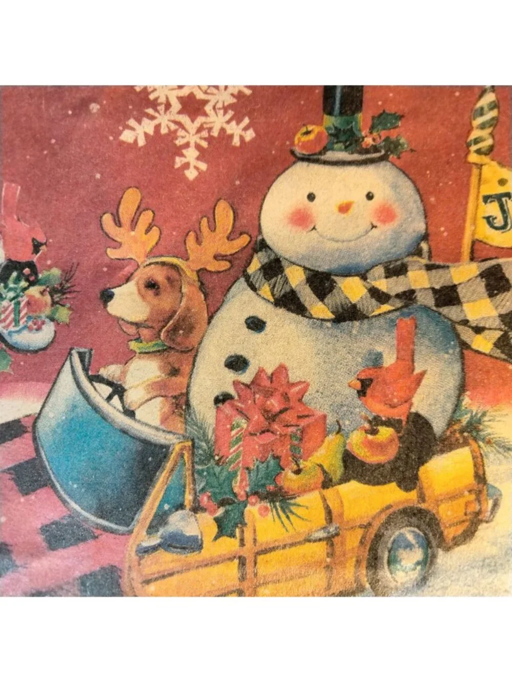 Lindy Bowman Holiday Gift Bag With Snowman Beagle Reindeer